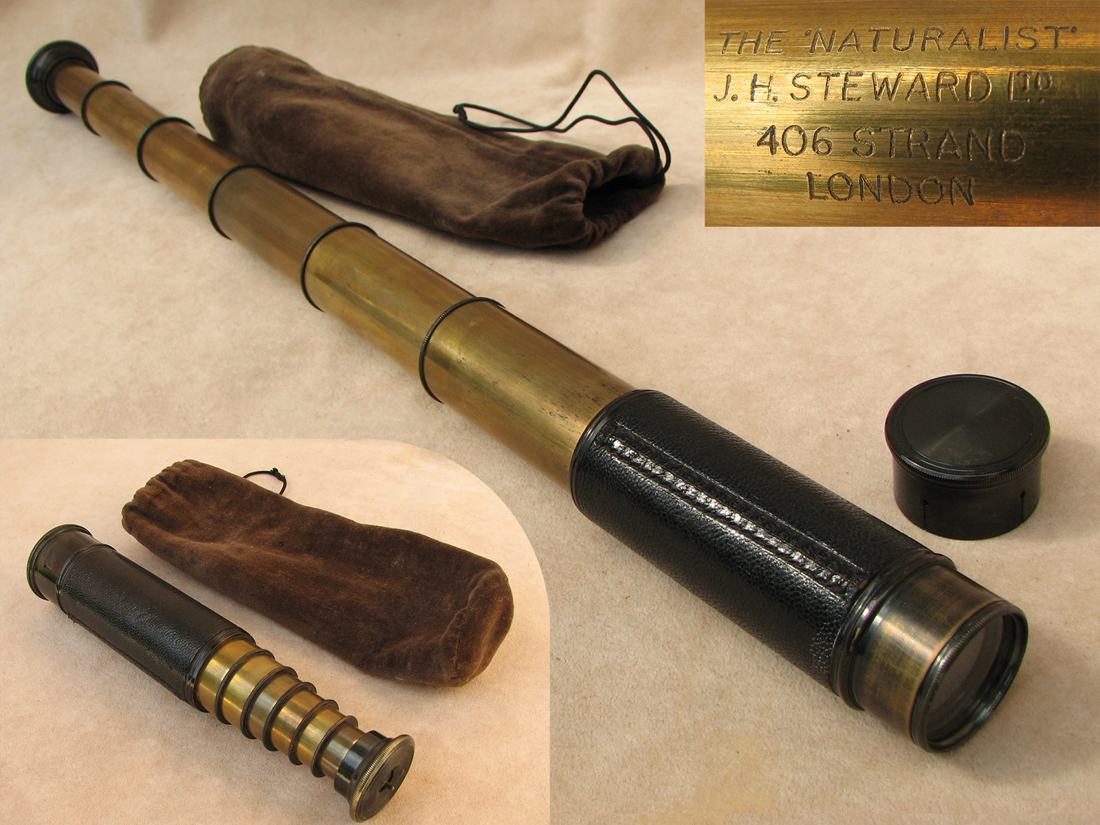J.H. Steward 6 draw pocket telescope 'The Naturalist' circa 1920